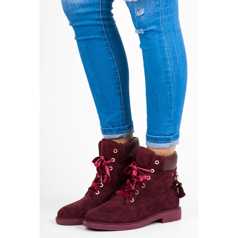 Ideal Shoes Maroon Pracovníci Svázané Stuhou červené