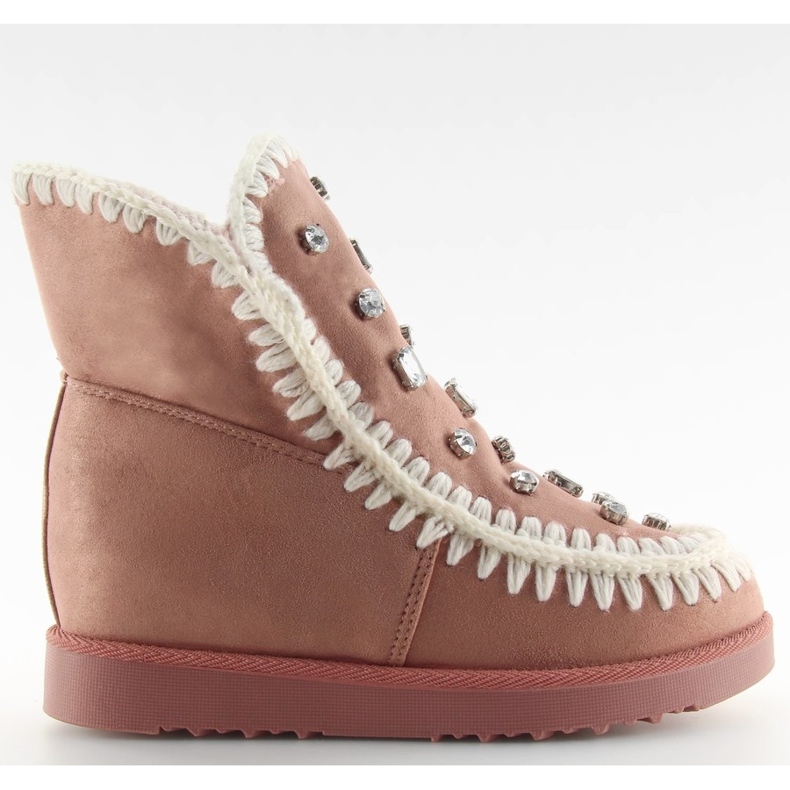 Kožené boty růžové DD62P růžové růžový