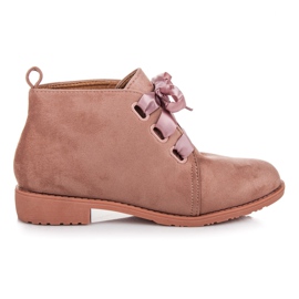 Bestelle Nízké kozačky svázané stuhou růžový Bestelle Nízké kozačky svázané stuhou růžový
