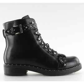 Černé kozačky s cvočky ae82p black měď