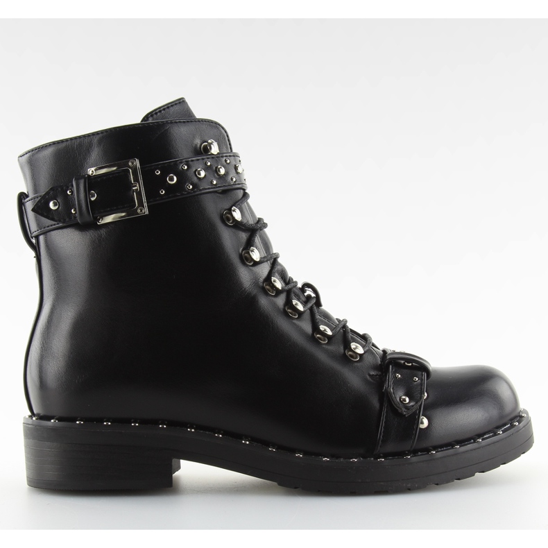 Černé kozačky s cvočky ae82p black měď