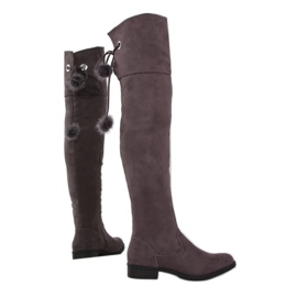 Mocha mušketýrské boty s bambulí vícebarevný hnědý Mocha mušketýrské boty s bambulí vícebarevný hnědý