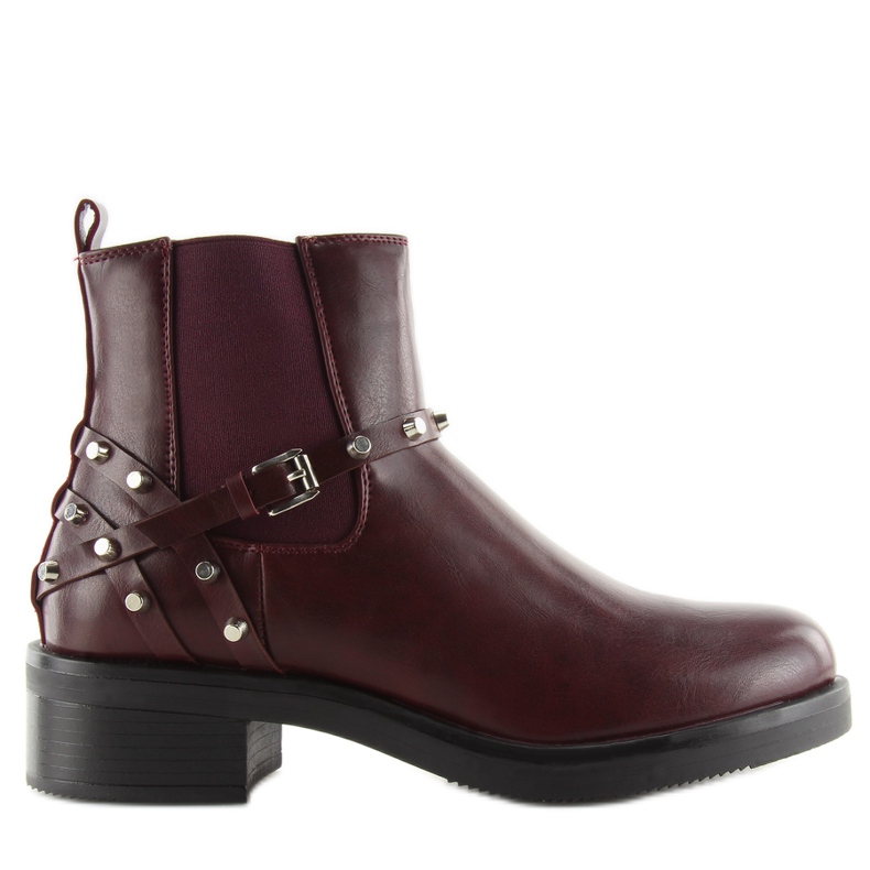 Kaštanové víno dámské kozačky s cvočky červené Kaštanové víno dámské kozačky s cvočky červené