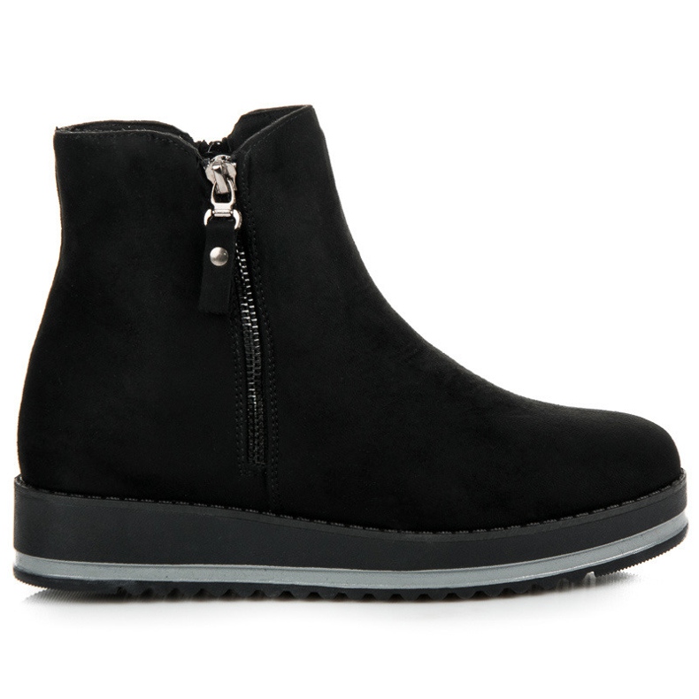 Semišové boty na platformě černá