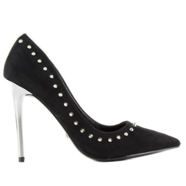 Semišové podpatky s černými knoflíky nf-04p Black