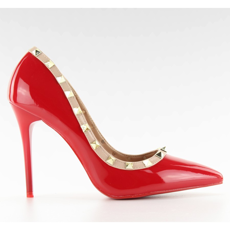 Lodičky na jehlovém podpatku Valentina červená LL-76P Červená hnědý červené