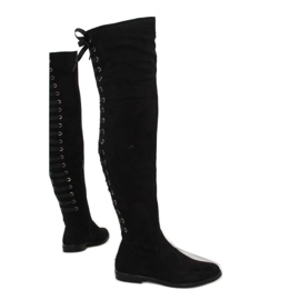 Černé mušketýrské jezdecké boty F118 Black černý