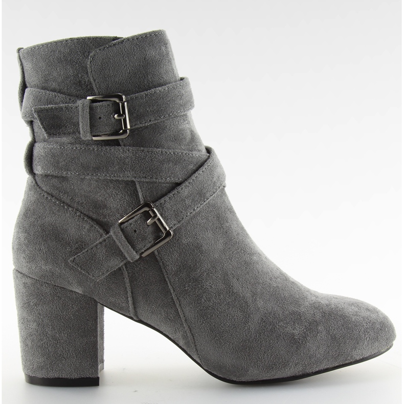 Šedé kozačky na širokém podpatku CL62 šedé šedá