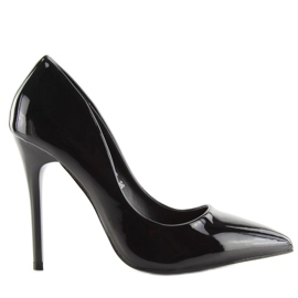 Černě lakované dámské vysoké podpatky LL-89P Black černý