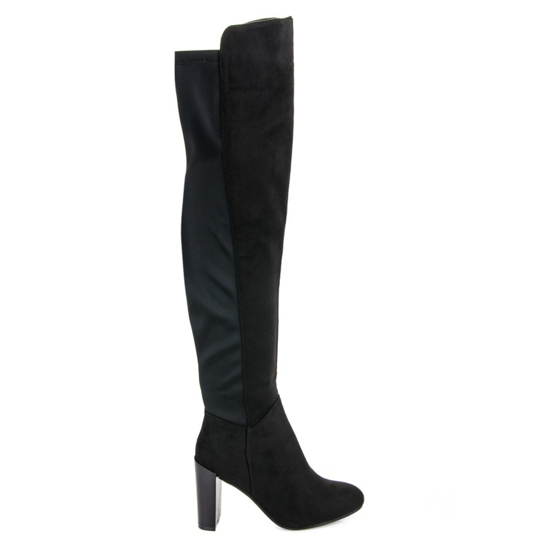 SDS Černé stehenní kozačky na sloupku černá