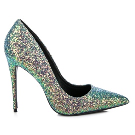 Třpytivé vysoké podpatky Vices zelený
