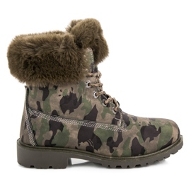 Queen Vivi Camo trapery s kožešinou zelený