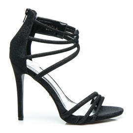 Ideal Shoes Třpytivé sandály na vysokém podpatku černá