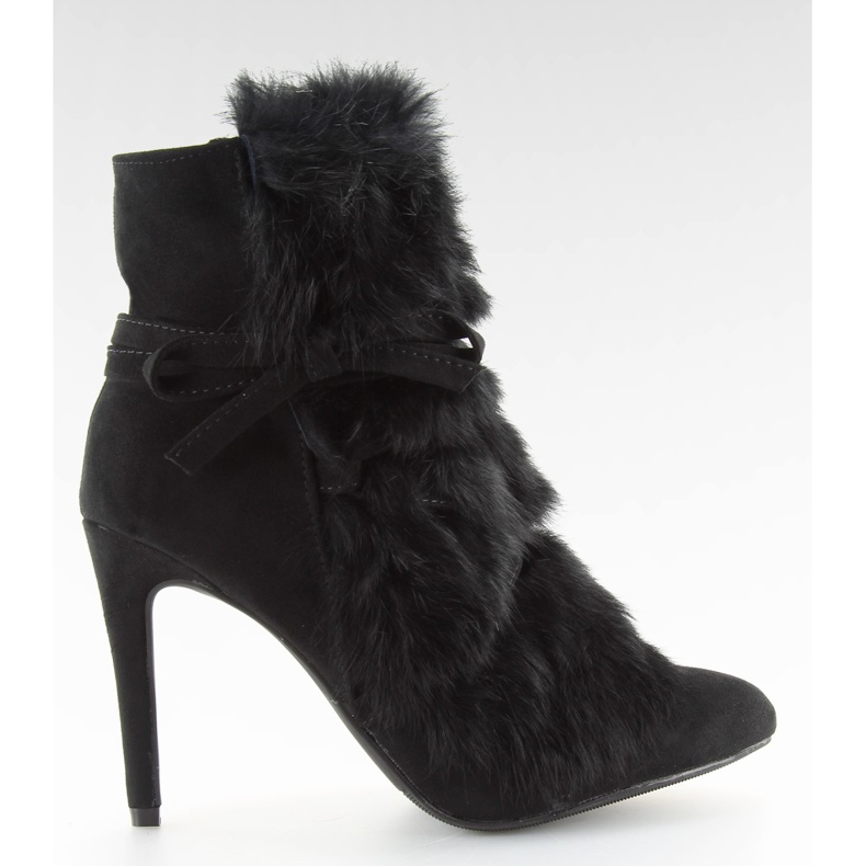 Černé kozačky na vysokém podpatku s kožíškem černá 1319 Black