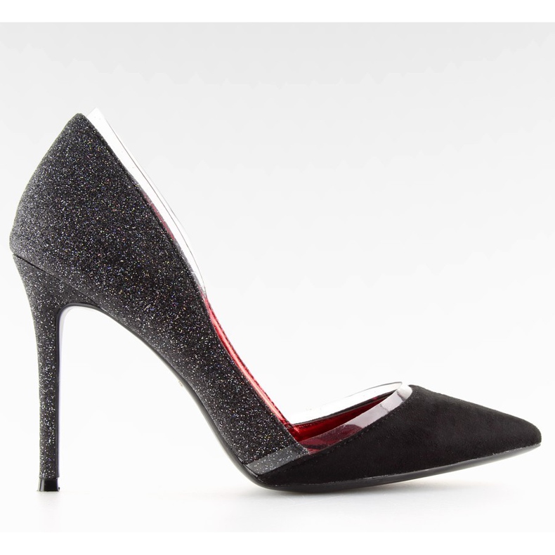 Černé brokátové podpatky 5127 černé černá šedá Černé brokátové podpatky 5127 černé černá šedá