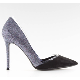 Stříbrné třpytivé odznaky 5127 modré černý šedá