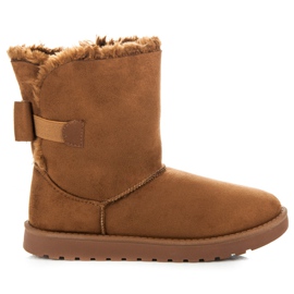 Semišové mukluki s mašlí hnědý Semišové mukluki s mašlí hnědý