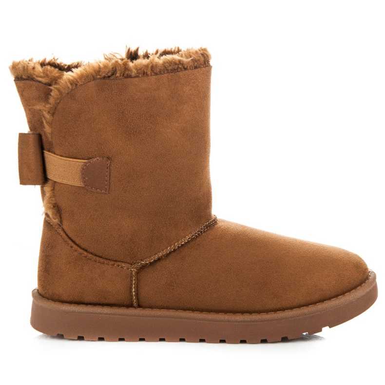 Semišové mukluki s mašlí hnědý