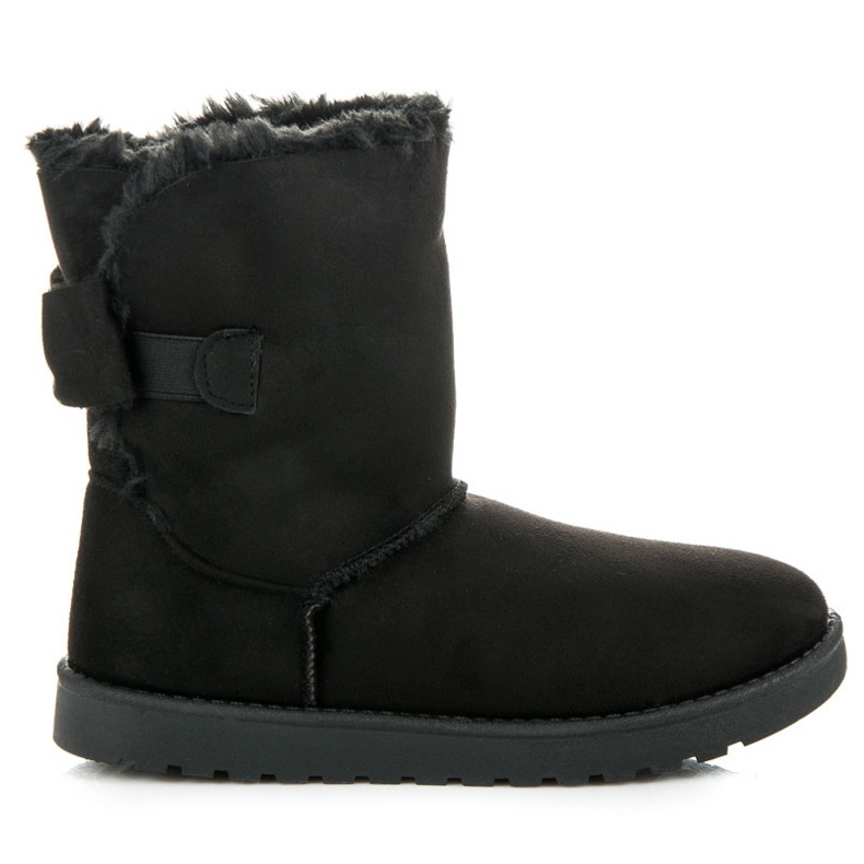 Semišové mukluki s mašlí černá