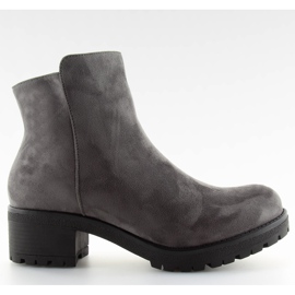 Šedé dámské kozačky na širokém podpatku šedá Šedé dámské kozačky na širokém podpatku šedá