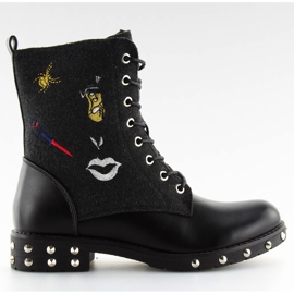 Černé kozačky s plstěným svrškem černý