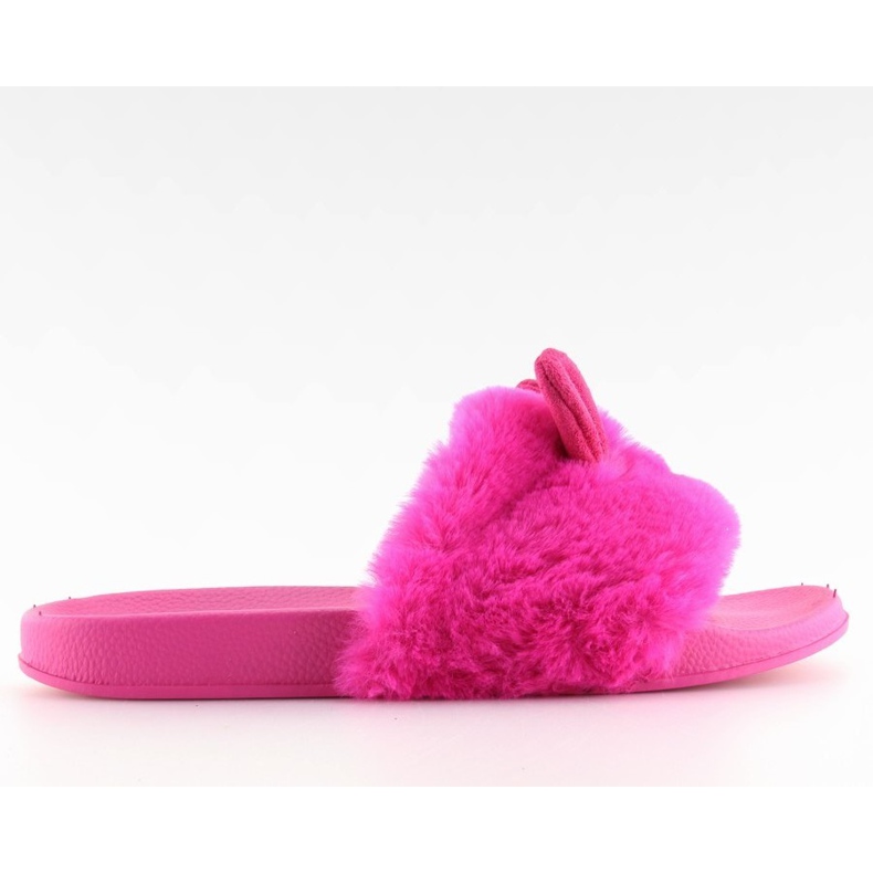 Kožešinové pantofle s ušima fuchsiově fuchsiové růžový