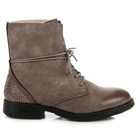 Queentina Pracovní boty s krystaly hnědý Queentina Pracovní boty s krystaly hnědý