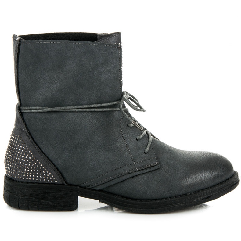 Queentina Pracovní boty s krystaly šedá