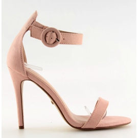 Růžové růžové sandály NF-17 na vysokém podpatku růžový