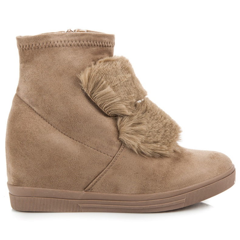 Klínové Tenisky S Kožešinou hnědý