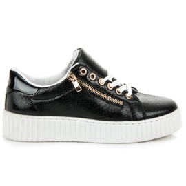 Šněrovací tenisky na platformě černá