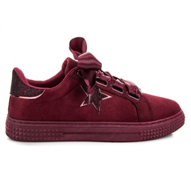 Tenisky Bordo Suede vázané červený