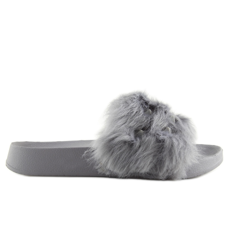 Šedé Pantofle s kožíškem S37 šedá