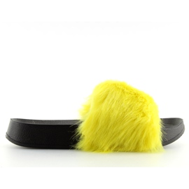 Žluté kožešinové pantofle S36 žluté žlutá Žluté kožešinové pantofle S36 žluté žlutá