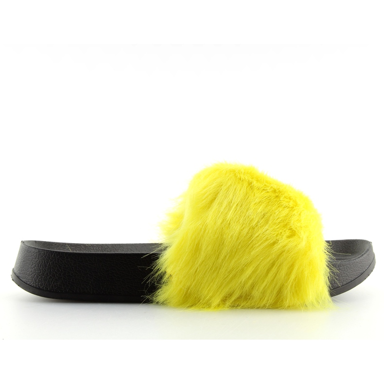 Žluté kožešinové pantofle S36 žluté žlutá