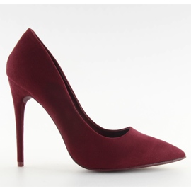 Lodičky na jehlovém podpatku semišová vínová 5101 W. Červená vícebarevný Lodičky na jehlovém podpatku semišová vínová 5101 W. Červená vícebarevný