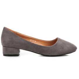 Semišové lodičky na nízkém podpatku šedá