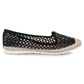 Vinceza Prolamované espadrilky balerínky černý