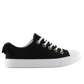 Černé dámské tenisky s mašlí 8935 Black černá