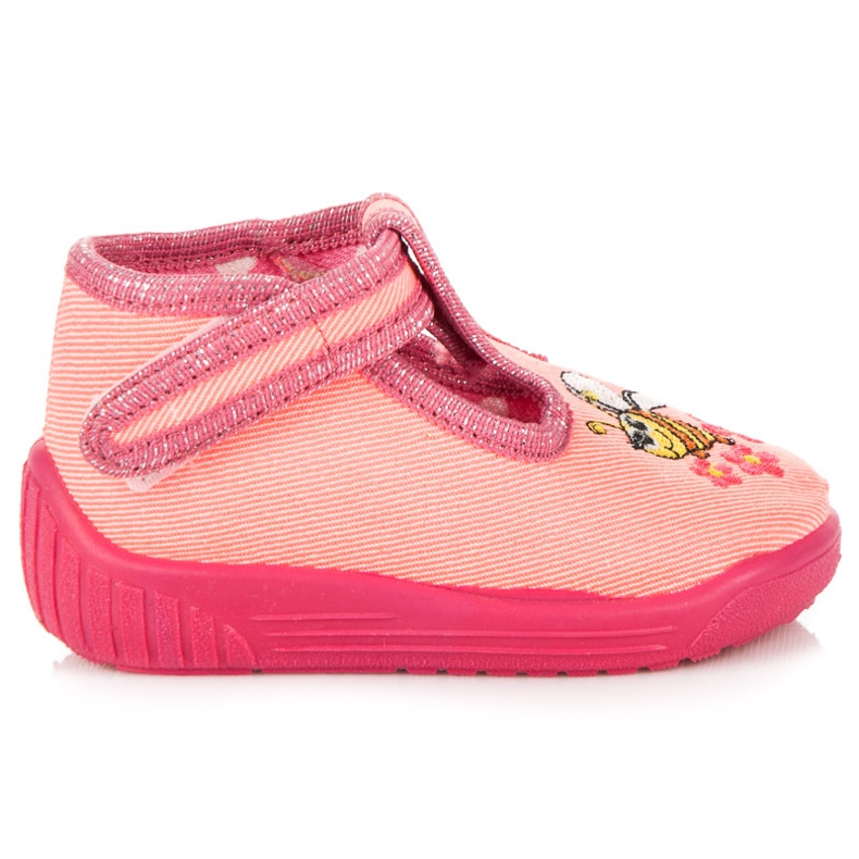 Reweks Pantofle na suchý zip na předškolní oranžový