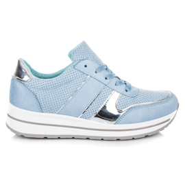 Seastar Semišové boty na platformě modrý Seastar Semišové boty na platformě modrý