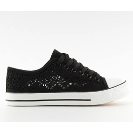 Černé krajkové tenisky pro ženy NB89P Black černý
