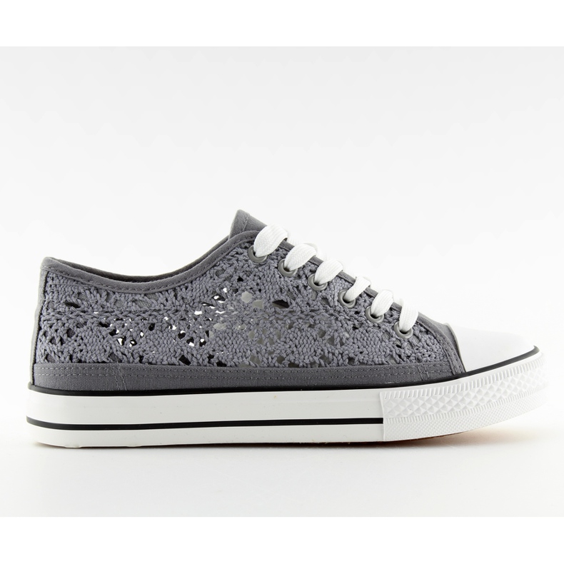 Šedé krajkové dámské tenisky NB89P šedé šedá Šedé krajkové dámské tenisky NB89P šedé šedá