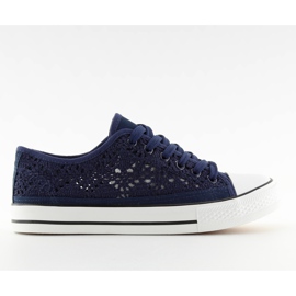Dámské tmavě modré krajkové tenisky NB89P Blue námořnická modř