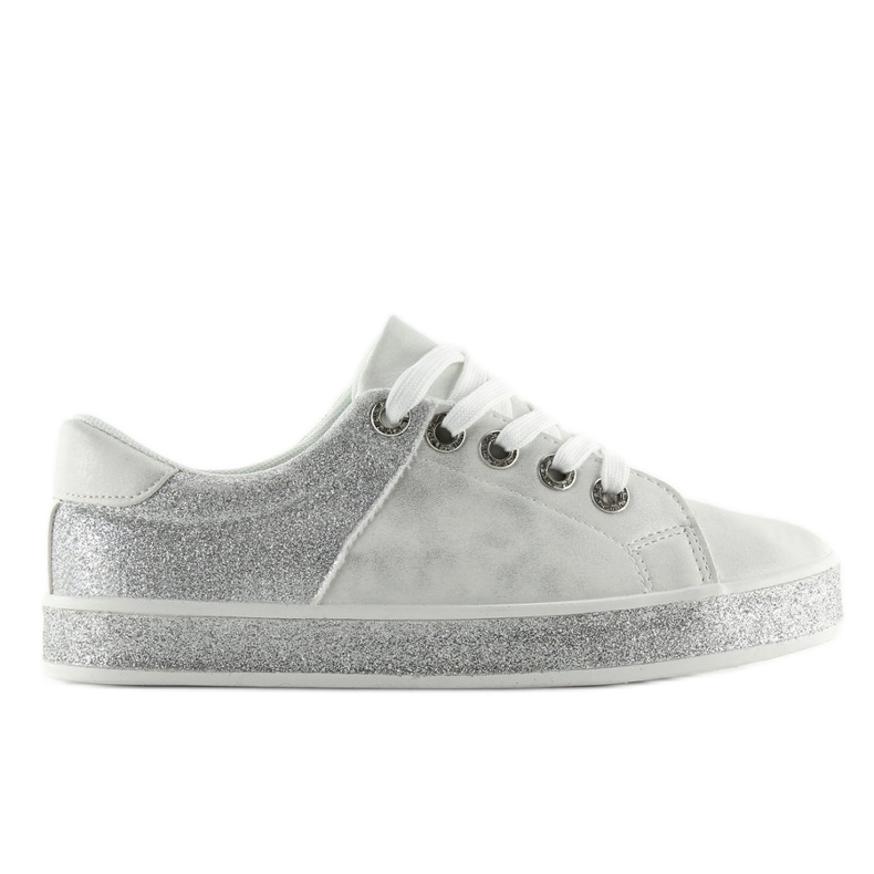 Bílé lesklé dámské tenisky BL125 White bílý šedá