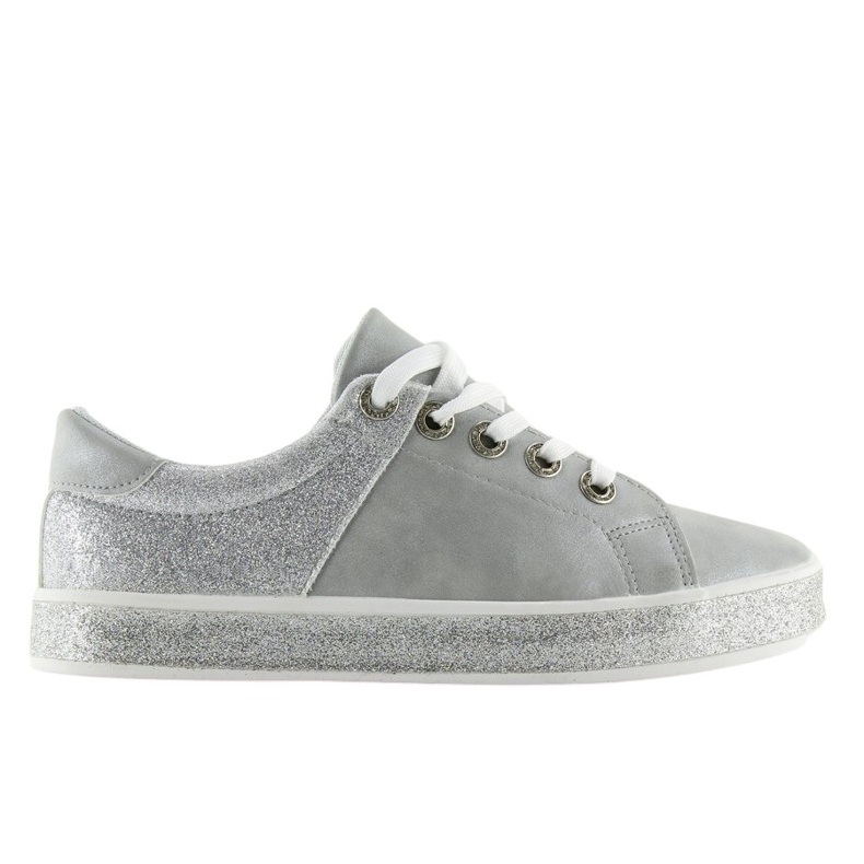 Šedé lesklé šedé dámské tenisky BL125 Grey šedá