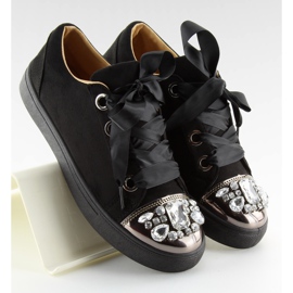 Černé tenisky s kamínky 6192 Black černá