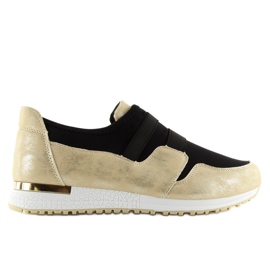 Černé dámské sportovní boty KB-060 BLACK / GOLD černá žlutá Černé dámské sportovní boty KB-060 BLACK / GOLD černá žlutá