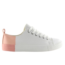 Dvoubarevné bílé tenisky BK378 White / Bare Pink bílý Dvoubarevné bílé tenisky BK378 White / Bare Pink bílý