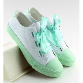 DC11 WHITE / GREEN bílé a mátové tenisky se stuhami bílý zelený